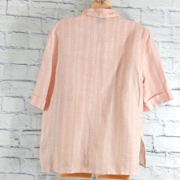 🔵BOGO FREE🔵 Agatha Brown Linen Short Sleeve Top Sz 12 - Picture 4 of 5